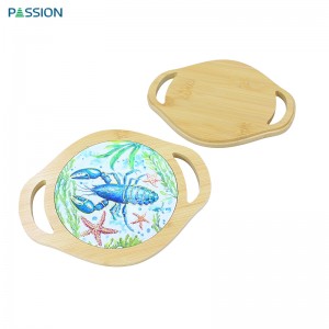 Lobster & Starfish Pattern Placemat with Bamboo Holder Heat Insulation Non-Slip Table Mat for Dining Kitchen