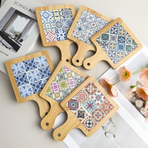 Wholesale 3D UV Printed Custom Ceramic Trivet with MDF Base Manufacturers