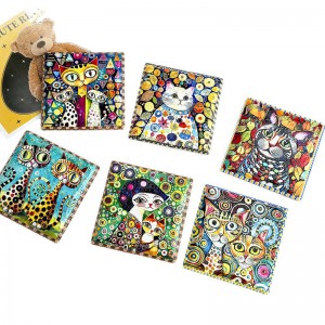 Wholesale Ceramic Square Fridge Magnet with 3D embossed printing and gold blocked for gifts