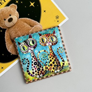 Wholesale Ceramic Square Fridge Magnet with 3D embossed printing and gold blocked for gifts