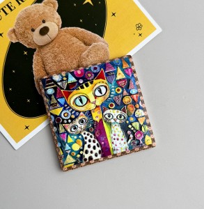 Wholesale Ceramic Square Fridge Magnet with 3D embossed printing and gold blocked for gifts