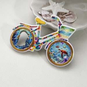Wholesale Bicycle shaped Resin Fridge magnet bottle opener for souvenir gifts