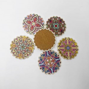 3D UV Printed Bohemian Style Custom Drink Coaster Set Ceramic Coffee Cup Mat Coasters Manufacturers