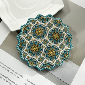 Modern 3D Ceramic Customizable Retro Reusable Dining Table Accessories Hotel Gift Cork Coasters