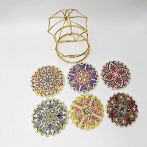 3D UV Printed Bohemian Style Custom Drink Coaster Set Ceramic Coffee Cup Mat Coasters Manufacturers