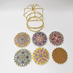 3D UV Printed Bohemian Style Custom Drink Coaster Set Ceramic Coffee Cup Mat Coasters Manufacturers