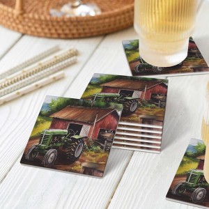 Wholesale Ceramic Coasters for Drinks Square Drink Coasters with Metal Holder