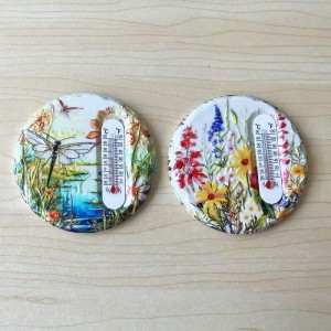 Dia. 7.5CM Round shaped ceramic fridge magnet with 3D printing and gold blocked