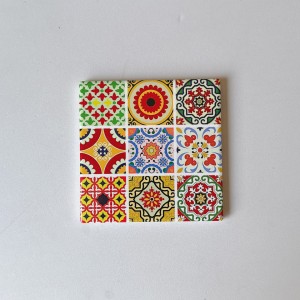 Wholesale Ceramic Square Coaster with 3D embossed nine-grid printing and gold blocked for gifts