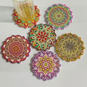 Wholesale Flower Shaped Ceramic coaster with 3D printing and cork back