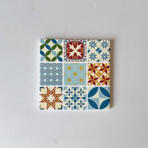Wholesale Ceramic Square Coaster with 3D embossed nine-grid printing and gold blocked for gifts