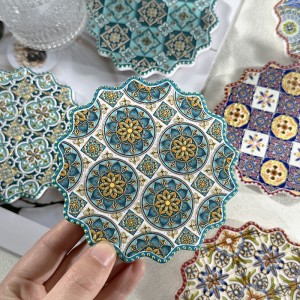 Modern 3D Ceramic Customizable Retro Reusable Dining Table Accessories Hotel Gift Cork Coasters