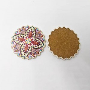 3D UV Printed Bohemian Style Custom Drink Coaster Set Ceramic Coffee Cup Mat Coasters Manufacturers