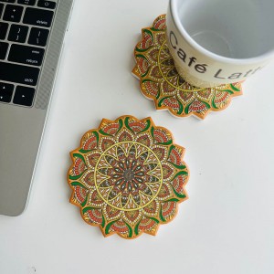 Wholesale Flower Shaped Ceramic coaster with 3D printing and cork back