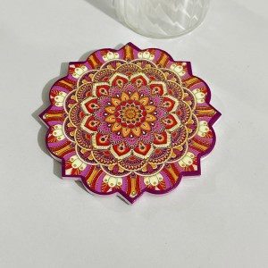 Wholesale Flower Shaped Ceramic coaster with 3D printing and cork back