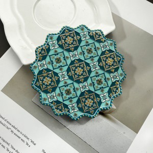 Modern 3D Ceramic Customizable Retro Reusable Dining Table Accessories Hotel Gift Cork Coasters