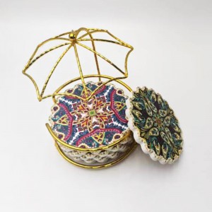 3D UV Printed Bohemian Style Custom Drink Coaster Set Ceramic Coffee Cup Mat Coasters Manufacturers