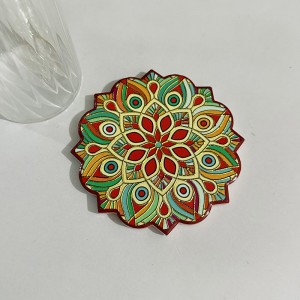 Wholesale Flower Shaped Ceramic coaster with 3D printing and cork back