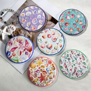 Wholesale Stone edge Ceramic coaster with cork back with 3D embossed printing and gold blocked