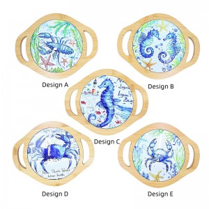 Lobster & Starfish Pattern Placemat with Bamboo Holder Heat Insulation Non-Slip Table Mat for Dining Kitchen