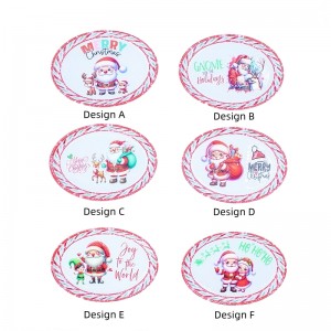 Christmas Santa Plate Holder with Wooden Stand Christmas Tabletop Decor Platter Display Rack for Home Party