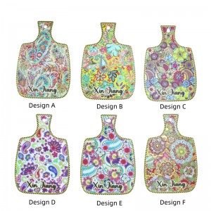 Paddle Shaped Ceramic Trivet,Paisley Pattern Heat Resistant Pot Holder with Hanging Hole, Decorative Table Mat for Kitchen