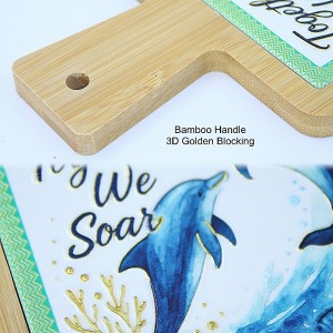 Factory direct Custom 3D embossed Ceramic trivet with bamboo base