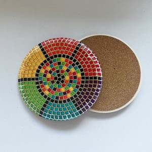 Hot-Selling Ceramic coaster with cork back with 3D embossed printing and gold blocked