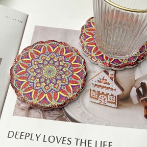 Wholesale Flower shaped Ceramic coaster with cork back with 3D embossed printing and gold blocked