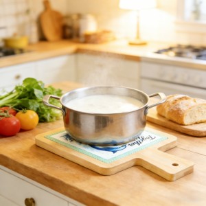 Factory direct Custom 3D embossed Ceramic trivet with bamboo base