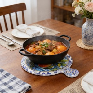 Wholesale 3D UV Printed Custom Ceramic Trivet with handle Manufacturers