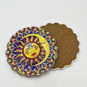 Hot-Selling 3D embossed printed Ceramic coaster with cork back for wholesale