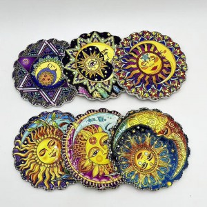 Hot-Selling 3D embossed printed Ceramic coaster with cork back for wholesale