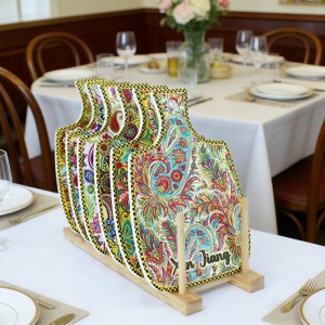 Paddle Shaped Ceramic Trivet,Paisley Pattern Heat Resistant Pot Holder with Hanging Hole, Decorative Table Mat for Kitchen