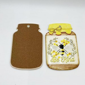 Wholesale Ceramic Trivet with cork back and 3D printing and gold blocked