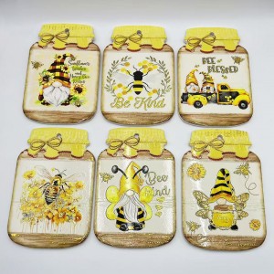 Wholesale Ceramic Trivet with cork back and 3D printing and gold blocked