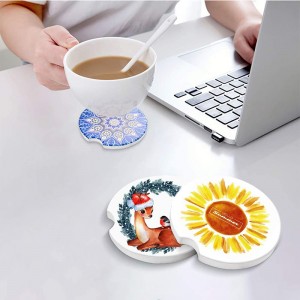 Drinks Water Absorbent Cup holder DIY Custom Sublimation Blanks Sand Stone Ceramic Sandstone Car Coaster