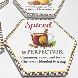 Wholesale 3D UV Printed Custom Hexagon Shaped Ceramic Coaster Manufacturers
