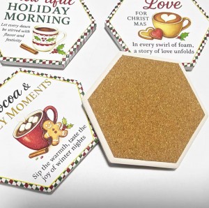 Wholesale 3D UV Printed Custom Hexagon Shaped Ceramic Coaster Manufacturers