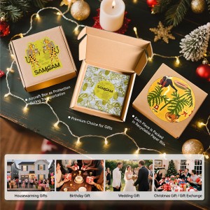 4inch  Monkey Theme Art Absorbent Drink Coasters with Ceramic Surface and Cork Base for Bar Cafe Kitchen Decor