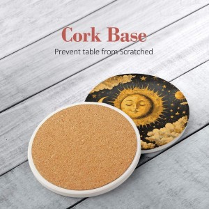 3D Gold Stamped Ceramic Pot Mat with Natural Wood Handle Spanish Flamenco Art Trivet Non-slip EVA Backing Kitchen Decor