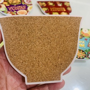 Customized 3D Embossed Golden Printed Bowl Shaped Ceramic Coaster with Cork Back Factory Direct