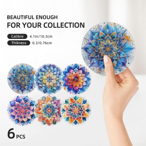 Mandala Flower Ceramic Drink Coaster for Tabletop Protection, Coffee Table Decor Ideal for Home Decor House Warming Gifts