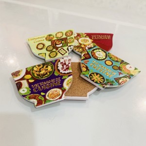 Customized 3D Embossed Golden Printed Bowl Shaped Ceramic Coaster with Cork Back Factory Direct
