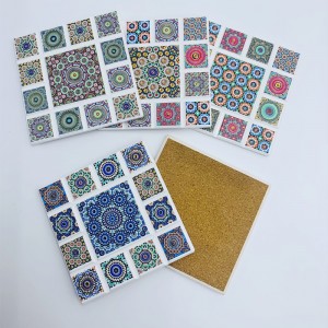 3D Stamping Modern Customizable Retro Ceramic Grid Cork Coaster Wholesales
