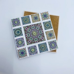 3D Stamping Modern Customizable Retro Ceramic Grid Cork Coaster Wholesales