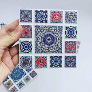 3D Stamping Modern Customizable Retro Ceramic Grid Cork Coaster Wholesales
