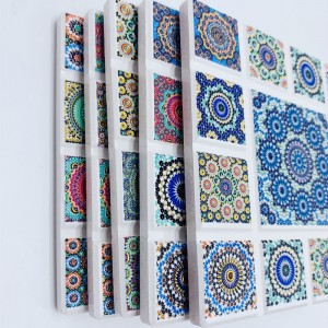 3D Stamping Modern Customizable Retro Ceramic Grid Cork Coaster Wholesales