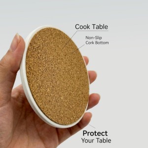 Blue Vintage 4 Inch Round Ceramic Coasters Set of 4, Absorbent Cork Base, Non-Slip Coasters for Drinks, Coffee Table Office