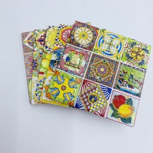 3D Embossed Round Ceramic Coaster Travel Souvenir Decorative Ceramic Trivet For Coffee Tea Drinks